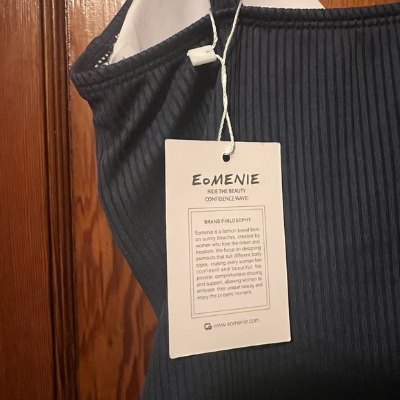 Eomenie Women's Blue One-Piece Bathing Suit Size Medium Cut Outs NEW - Picture 5 of 8